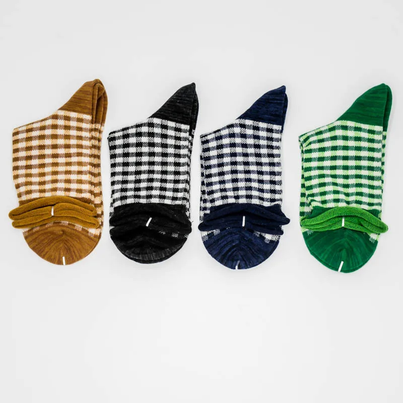 5 Pairs Women Short Socks Funny Cute Girl Colorful Plaid College Art Spring Autumn Combed Cotton Comfort Sox Meias Hosiery | Женская