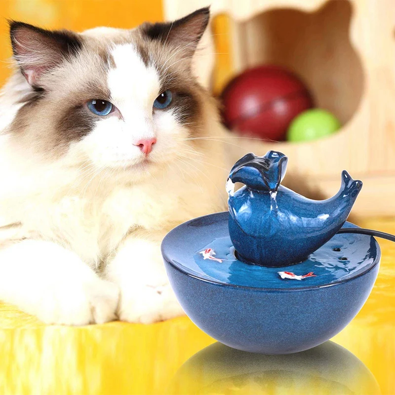 Керамический питьевой водяной фонтан для кошек, 1,0 литров фонтаны для домашних животных для кошек и собак, Электрический диспенсер для воды для домашних животных с тихим P