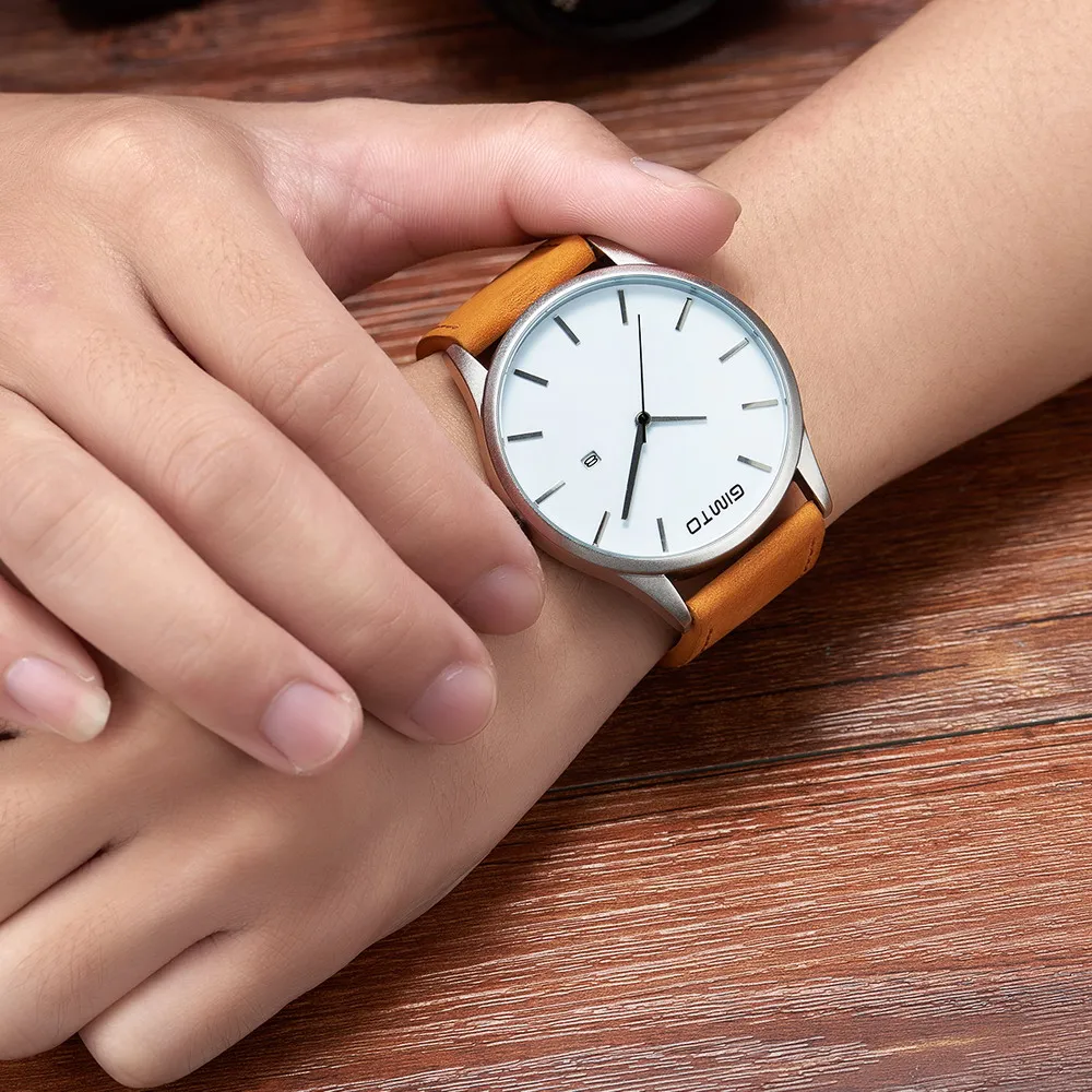 Gimto Для мужчин S Часы Лидирующий бренд роскошные часы простой Дизайн кварц-Watch Sport