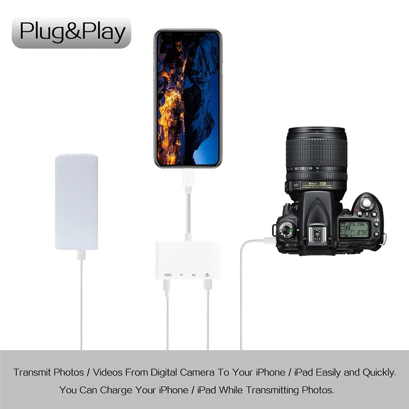 4in1 8pin к USB OTG Женский зарядки адаптер подключения Комплект SD карты памяти Камера