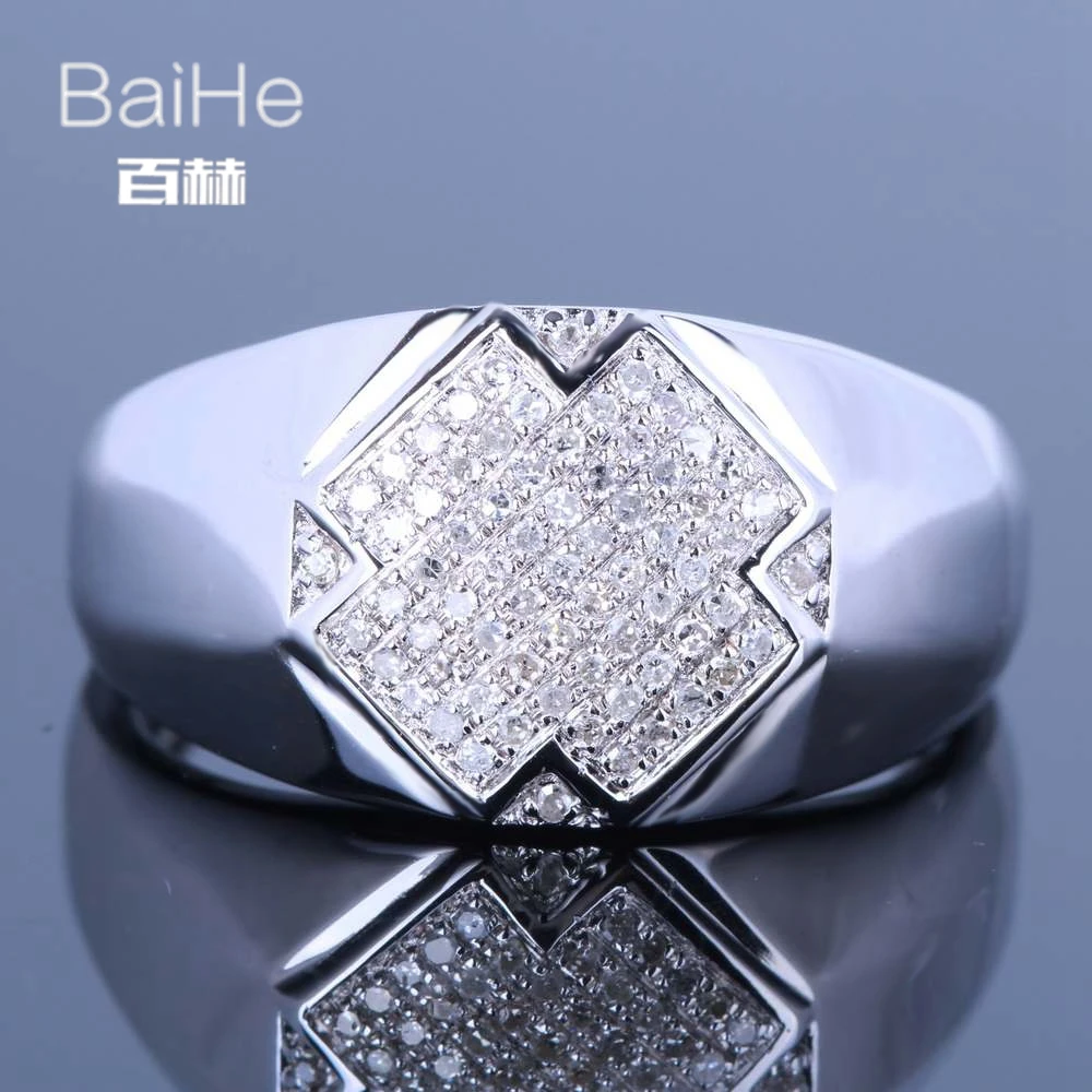 BAIHE подлинной стерлингового серебра 925 0.3CT H/SI круглая огранка Природные Алмазы