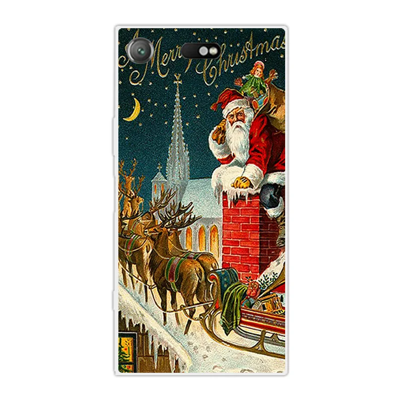 4.6 inch For Sony Xperia XZ1 Compact Back Cover Transparent Silicone Slim TPU Merry Christmas Phone Cases |