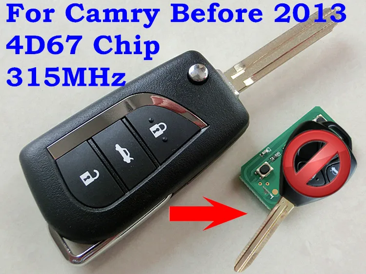 RMLKS Flip Folding Remote Key 3 Button G Chip 4D67 315MHz подходит для TOYOTA Camry RAV4 Yaris EZ Keyless Entry Fob Case Car Alarm on - Сворачивающийся ключ с кнопками 3-х функций, с чипом G, частотой 315МГц и подходит для TOYOTA Camry RAV4 Yaris EZ с фун