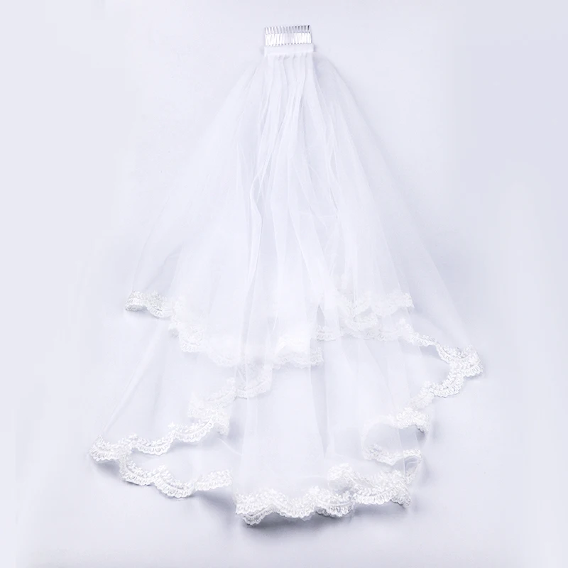 Новинка 2018 свадебные аксессуары короткая свадебная фата двухслойная цвета