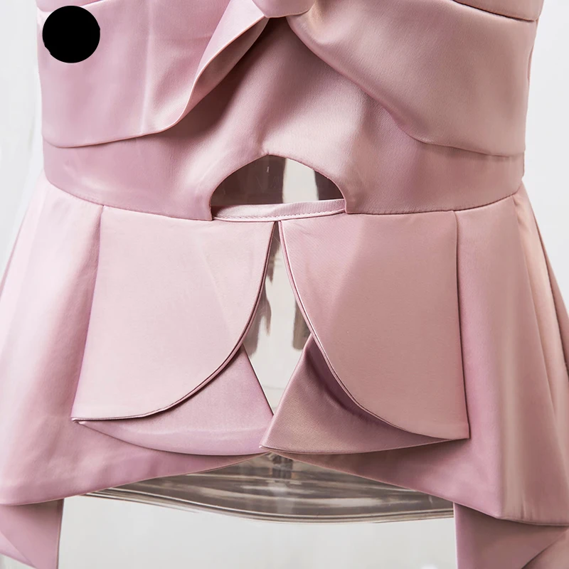 

Elegant Pink Hollow Out Sexy Party Women's Blouse Off Shoulder Ruffles Summer Tops Shirt Slash Neck Backless Blusas Lady Top