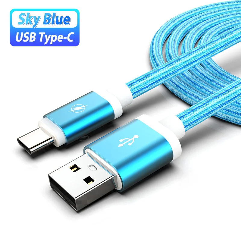 blue 0,25 м 1 м 2 м 3 м Usb type C кабель Usb C кабель для быстрой зарядки для huawei samsung Galaxy Note 10 Plus Realme X2 Pro телефонный провод шнур - Цвет: blue