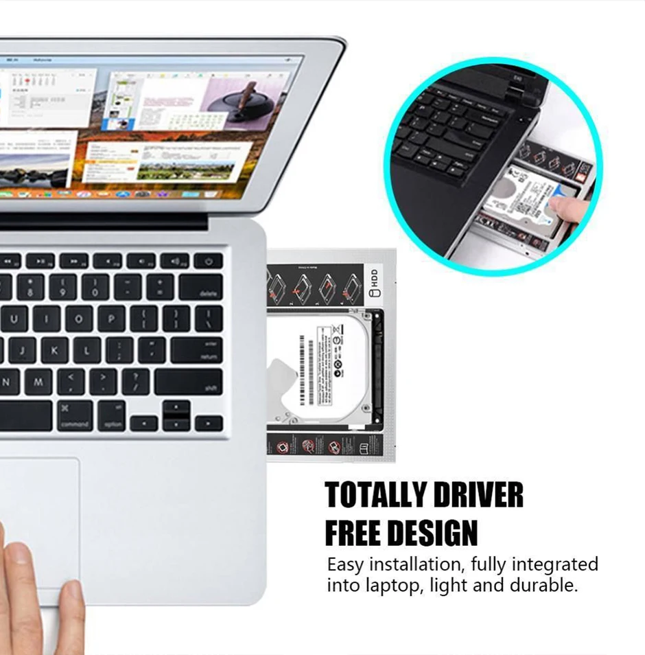 Алюминиевый Чехол Optibay 12,7 мм SATA 3,0 2nd HDD Caddy SSD CD DVD корпус для ноутбука DVD-ROM Оптический отсек SuperDrive