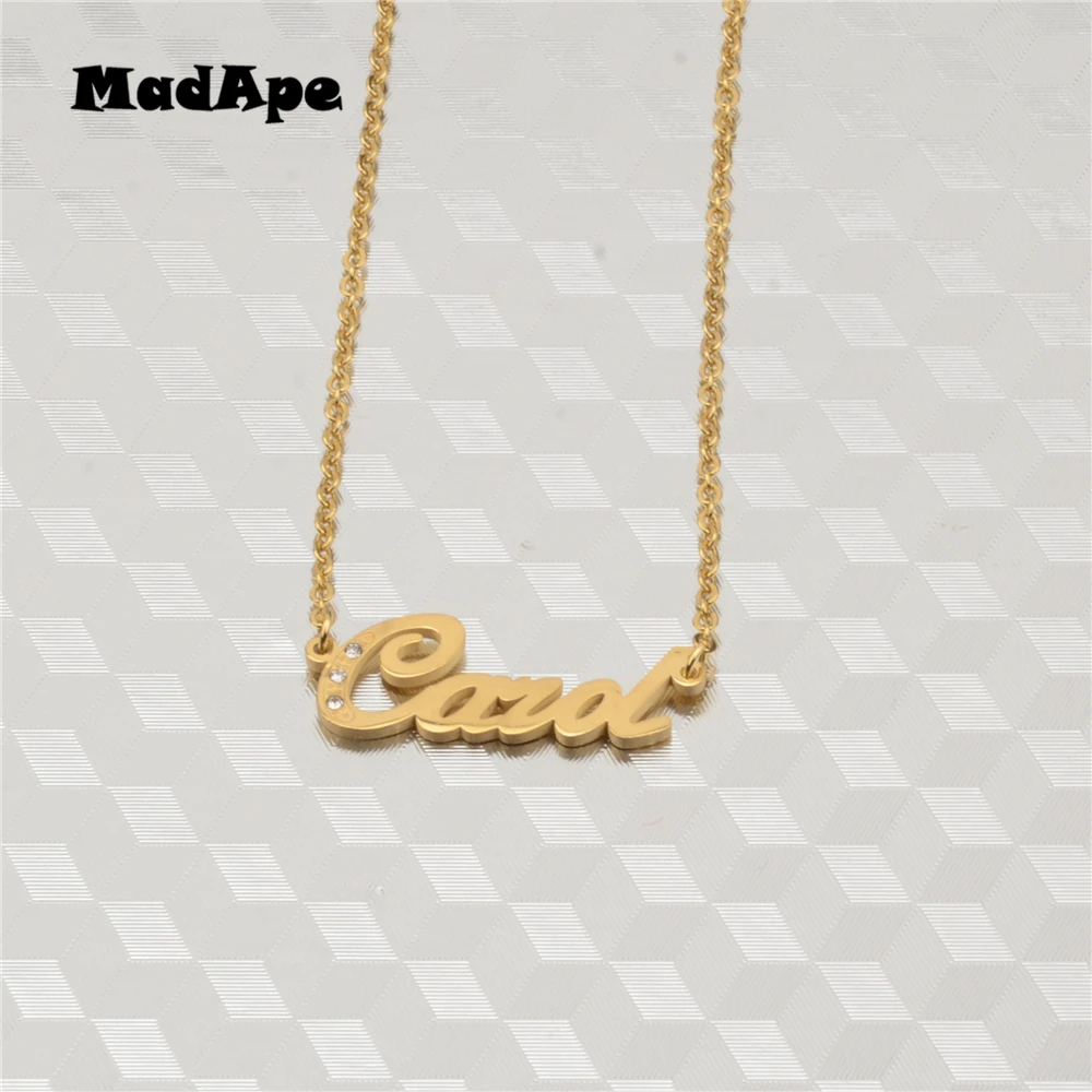 MadApe Custom Name Necklace &quotCarol&quot Stainless Steel Chain Personalized Letter For Women Men Jewelry Gift | Украшения и