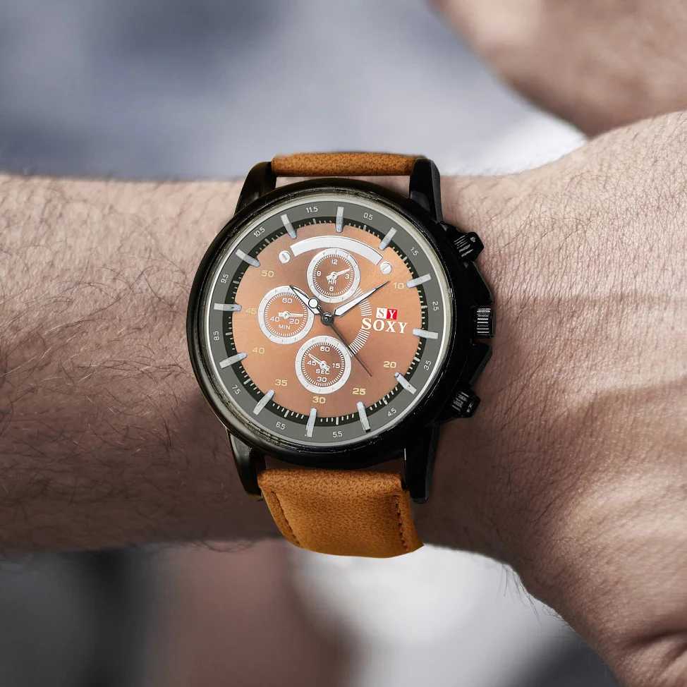 Часы наручные Мужские Аналоговые Модные Спортивные кварцевые в стиле милитари с