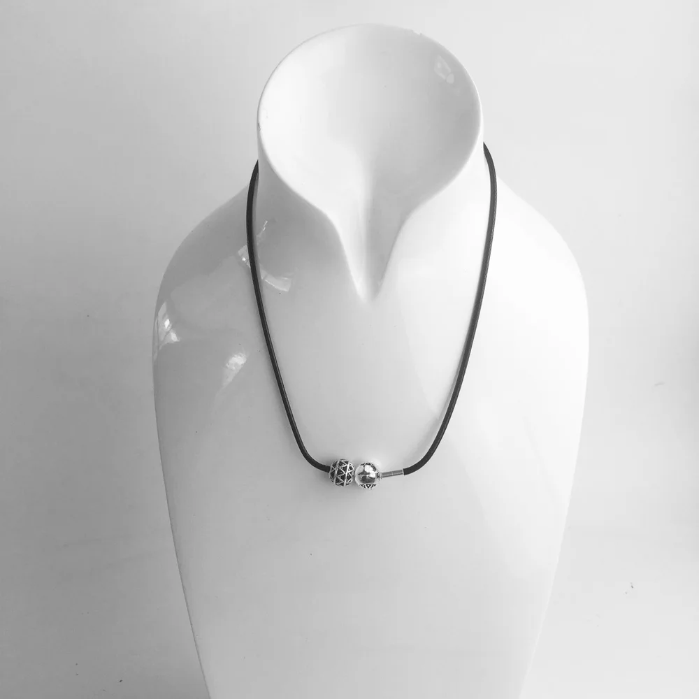Waxed Cotton Necklace Blackened Karma Chains 2018 New Fashion 925 Sterling Silver Jewelry Trendy Gift For Men Women Boy Girls | Украшения и