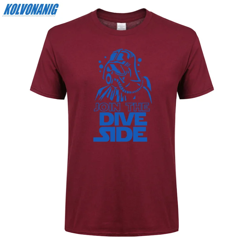 Футболка с забавным принтом JOIN THE DIVE SIDE DARK подводный принт Хлопковая мужская одежда с коротким рукавом и круглым вырезом брендовая футболка размера плюс - Цвет: Red wine 03