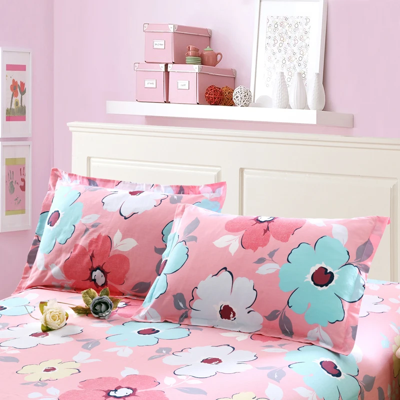 2 шт. 100% хлопок синий наволочка с красивыми цветами принтом домашняя спальная