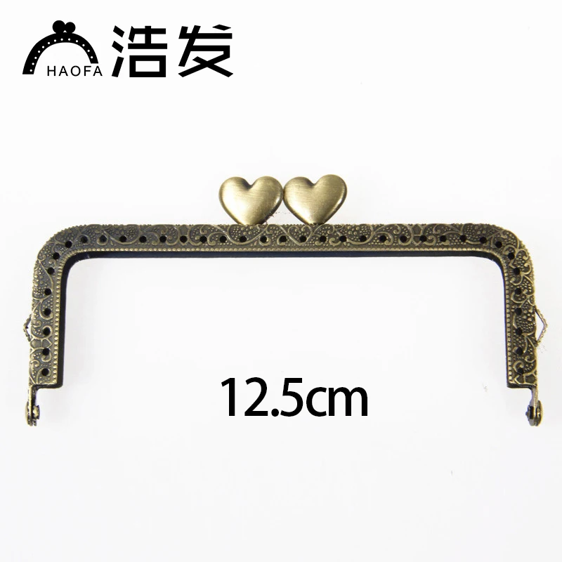 HAOFA 10 шт 8.5cm10.5cm12.5cm металлический кошелек рамка Sqare бронзовое сердце поцелуй