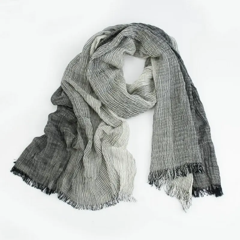 Шаль унисекс для мужчин и женщин с эффектом омбре Весенняя летняя хлопковая