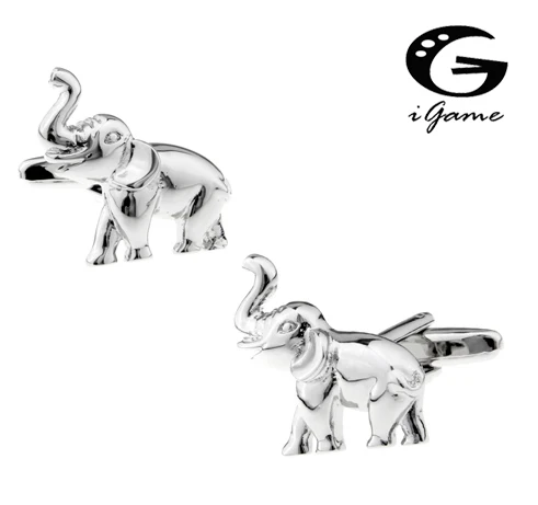 

iGame Elephant Cuff Links Silver Color Brass Material Novelty Animal Design Free Shipping