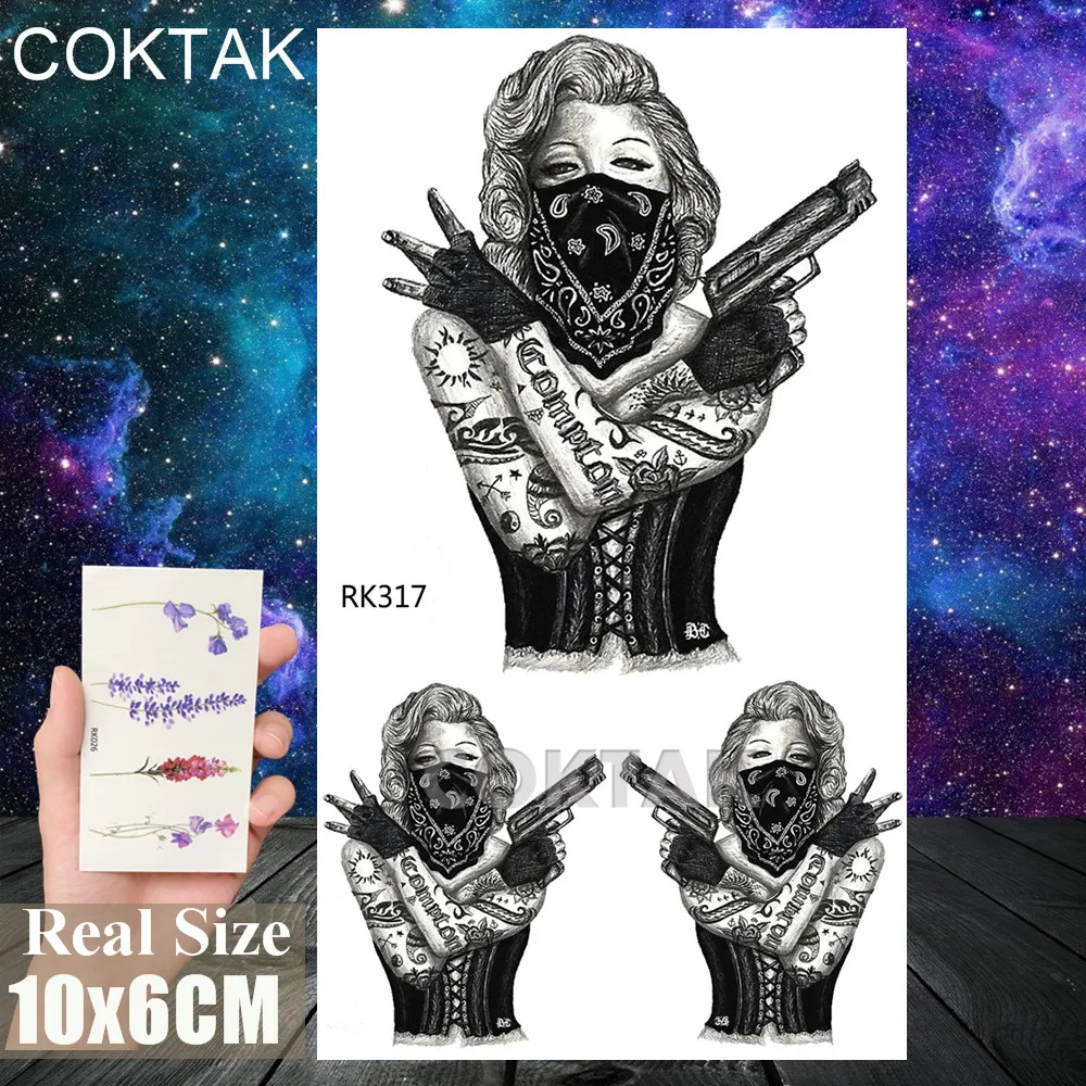 CRK317 Сексуальные кружевные чулки с ножом, временные искусственные татуировки, боди-арт, рисунок на руку, грудь, Васит, татуировки для взрослых, водостойкие Гангстерские наклейки - Цвет: CRK317