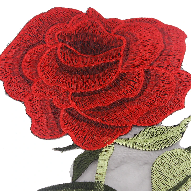 Красная роза кружевная вышивка аппликация ткань с узором скрапбукинг пришивная
