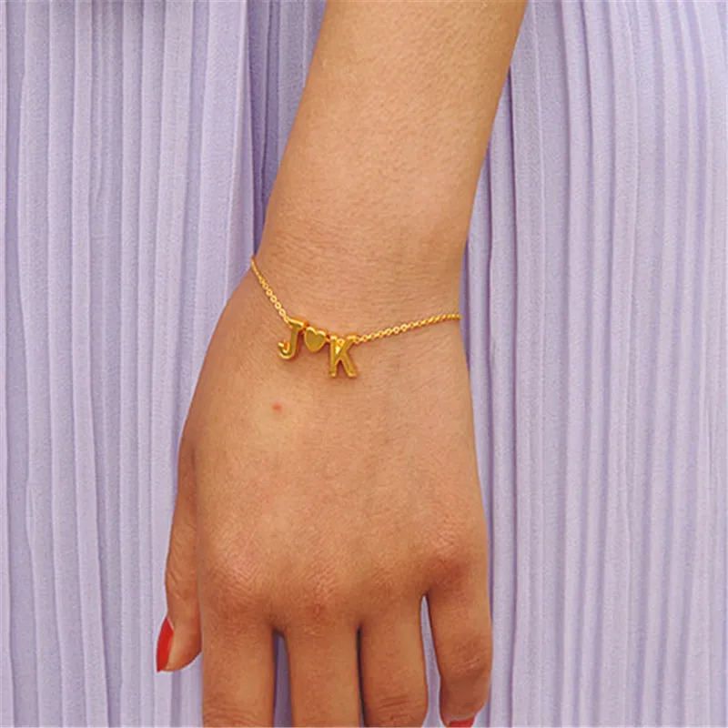 Модный маленький изящный браслет с сердцем надписью ювелирное изделие подарок