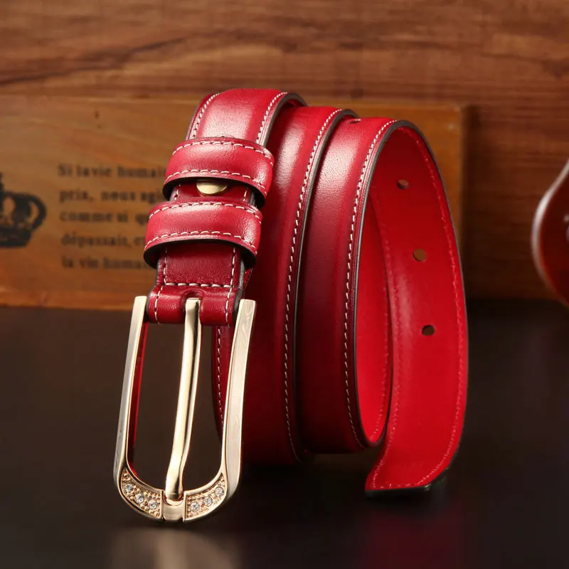 

2021 Good Women Belts Cow Genuine Leather Pin Buckle Vintage Style Top Quality Newest Luxury Female Strap Original