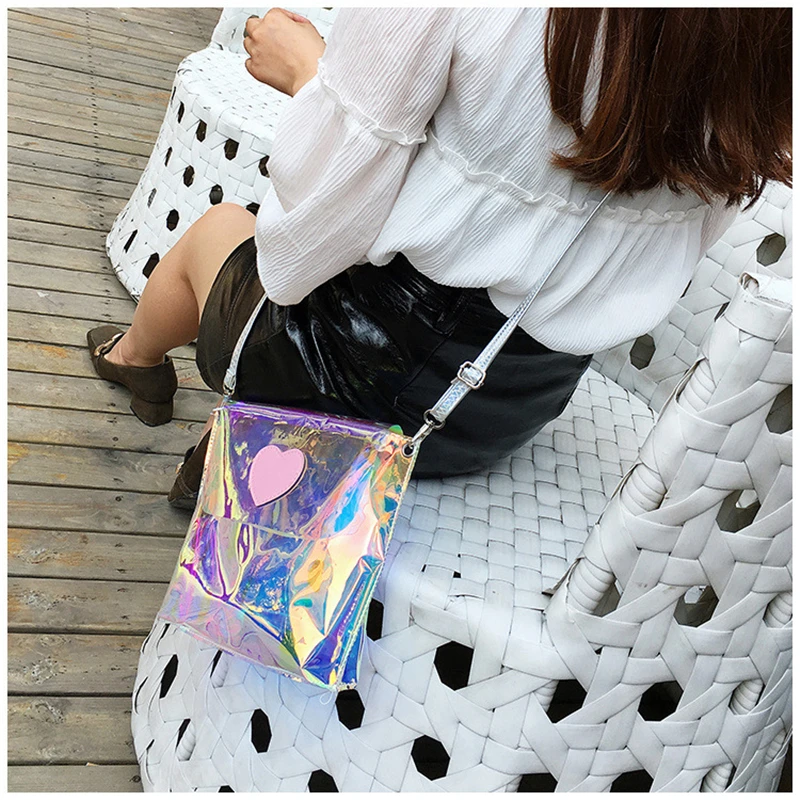 Pacgoth летние девушки красочные лазерной конверты Форма плечо и Сумки через