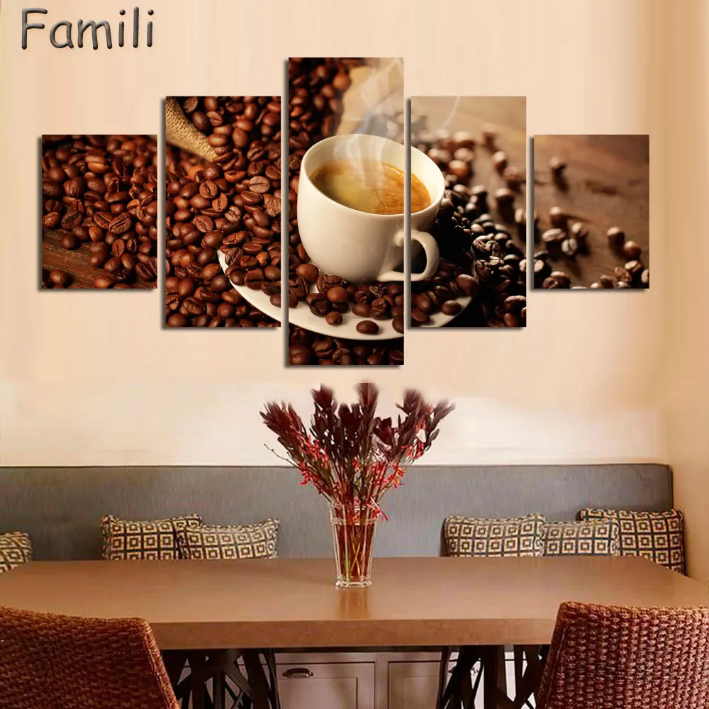 5 шт. настенные картины на холсте кофе без рамки|picture for living room|wall picturespainting poster |