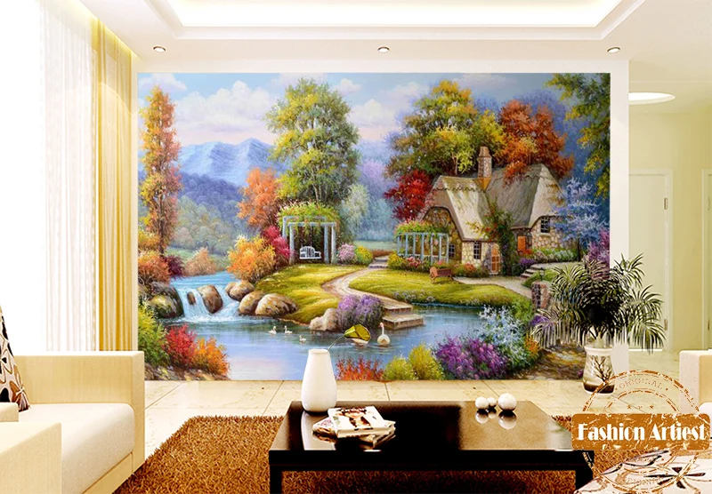 Пользовательские мультфильм детей Лебедь в реке обои росписи Сказочный Дом