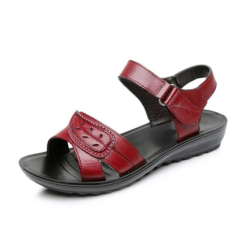 Женские кожаные сандалии с мягкой подошвой на плоской подошве|flat leather sandals|new