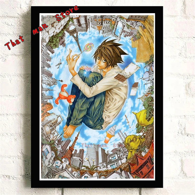 DEATH NOTE мультфильм анимация комиксы высокой четкости печати Плакат кафе украшения ребенок подарок на день рождения картины без рамки - Цвет: Золотой