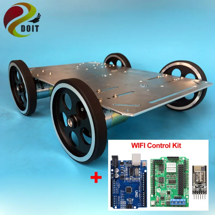 Системная плата DOIT Metal 4WD Smart Car с большой мощностью приводом мотора + Nodemcu ESP8266