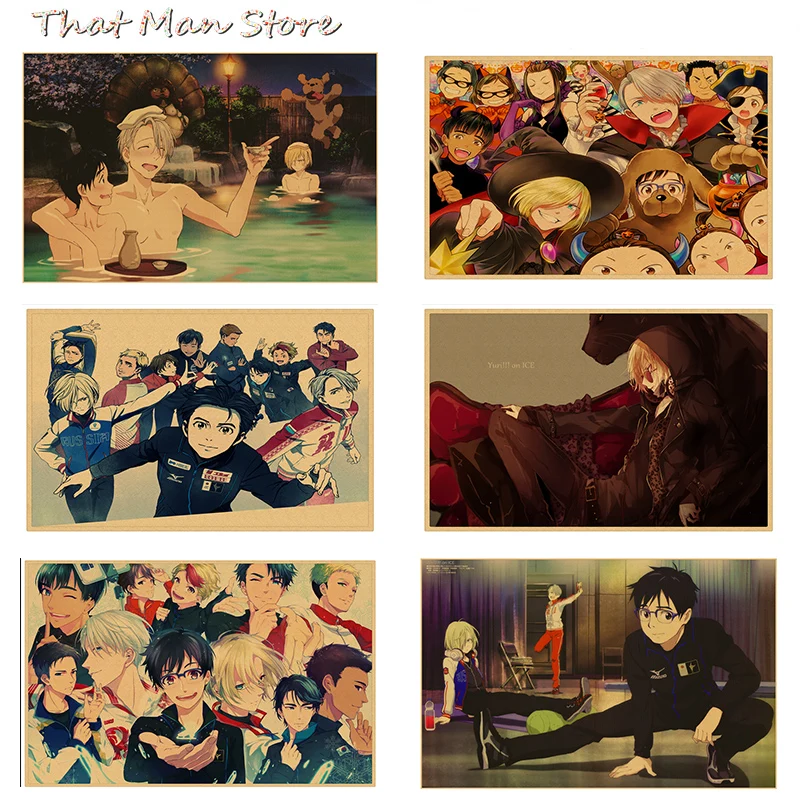 Японское аниме Юри! Настенный постер со льдом Декор для дома крафт бумага