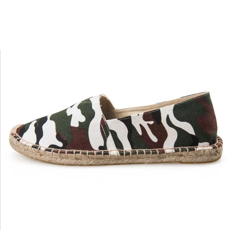 Эспадрильи мужские камуфляжные соломенные туфли плоская подошва дышащие без