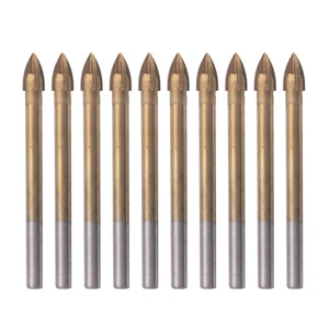 10x сверло из титана и керамики для стеклянной плитки, насадка из карбида вольфрама с крестовой головкой 8 мм