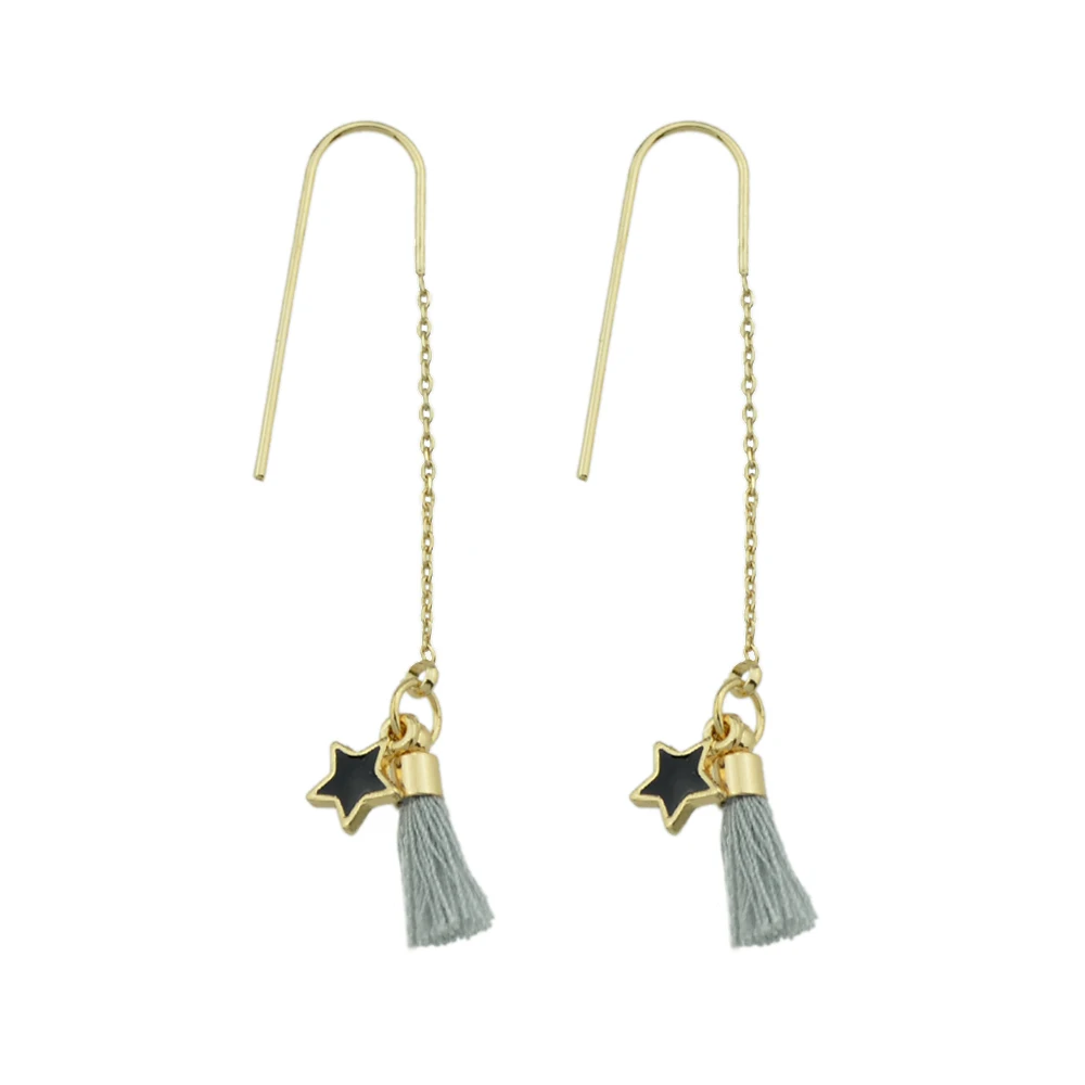 Feelshine золото-Цвет длинная цепь с розовый белый graytassel Jewelry Серьги звезда шаблон