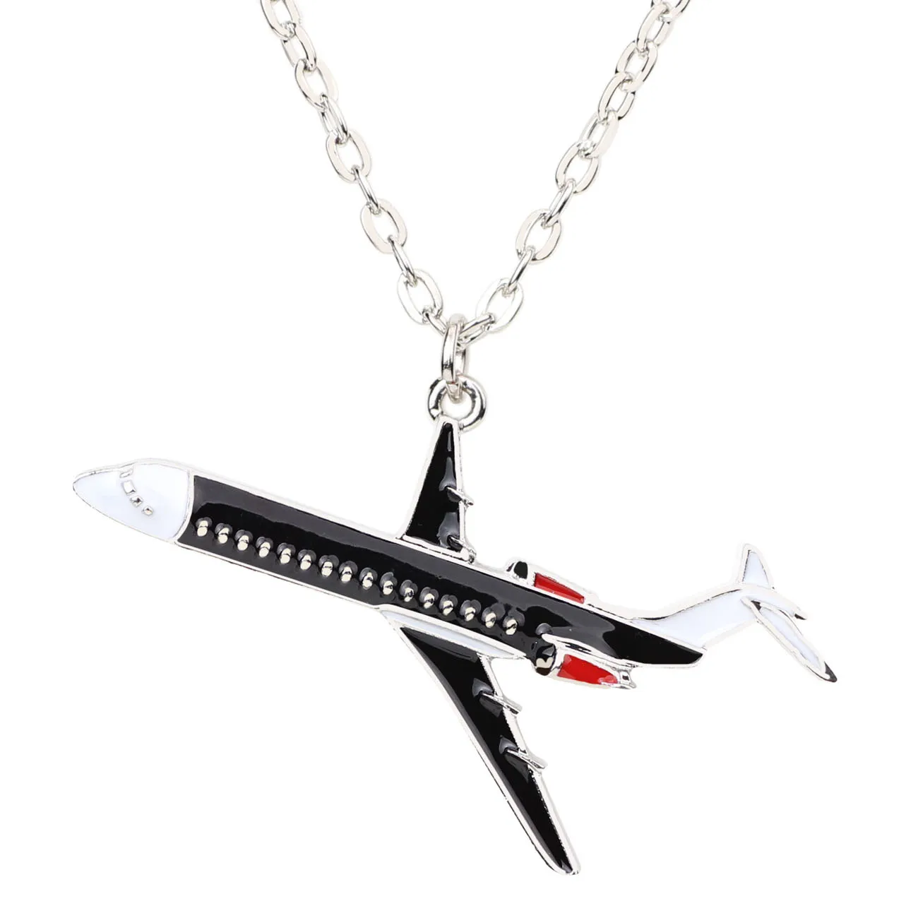 Bonsny Statement Alloy Civil AviatiION Plane Necklaces Pendant Choker Chain New Fashion Accessories Enamel Jewelry For Women | Украшения и