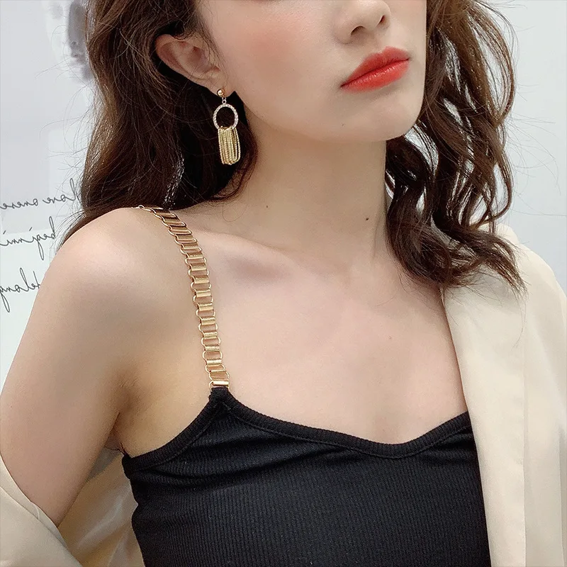 Металлические Висячие серьги Стразы с кисточками для женщин 2019 модные ювелирные