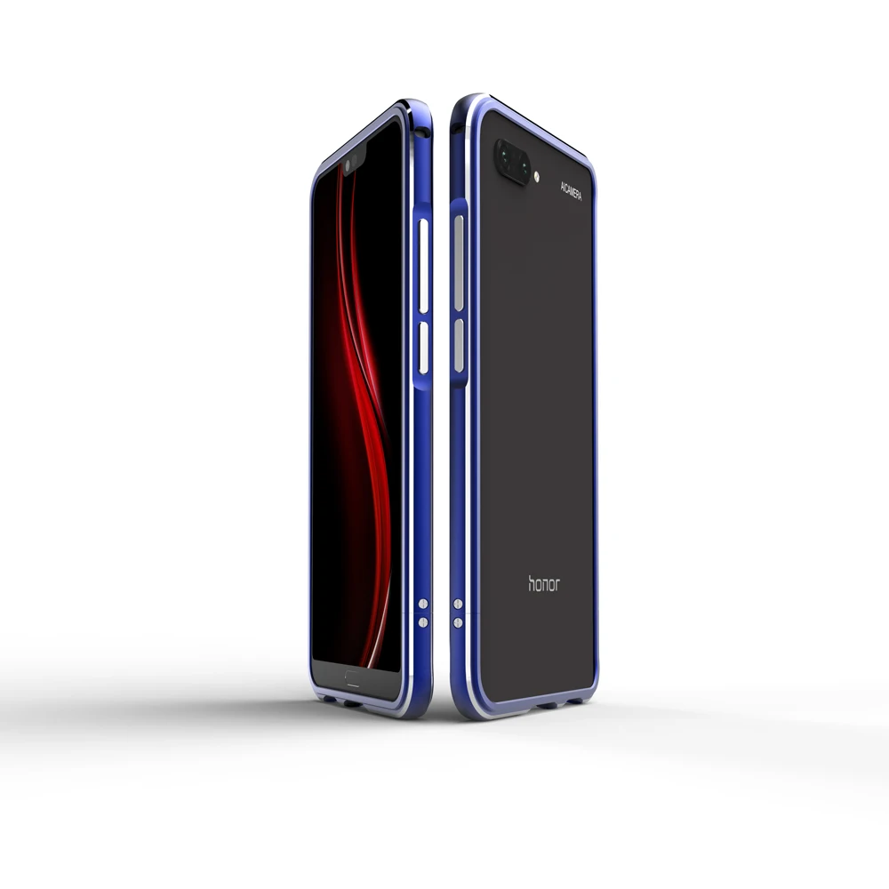 Синий Huawei Honor 10 Бампер Ультра Тонкий блестящий металлический алюминиевый корпус чехол для huawei Honor10 COL-L29 COL L29 металлический защитный чехол - Цвет: Синий