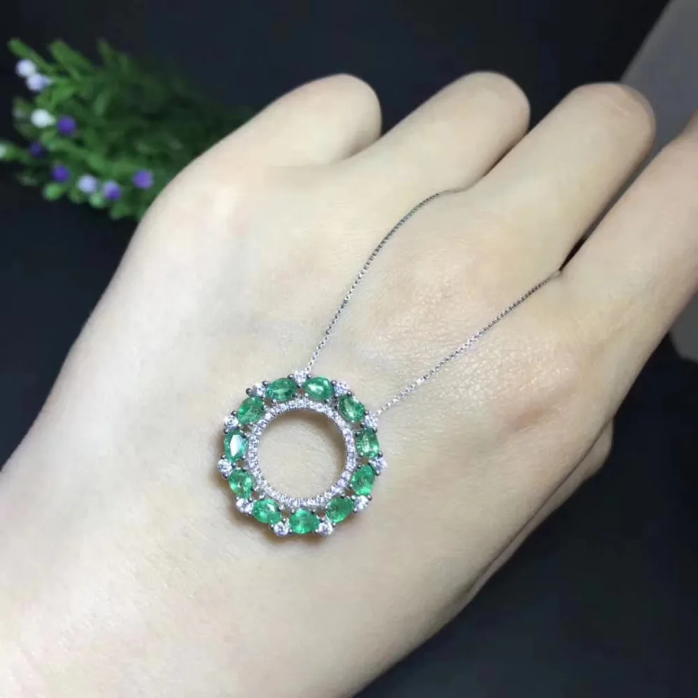 Подвеска с натуральным зеленым изумрудом ожерелье подвеской из натурального