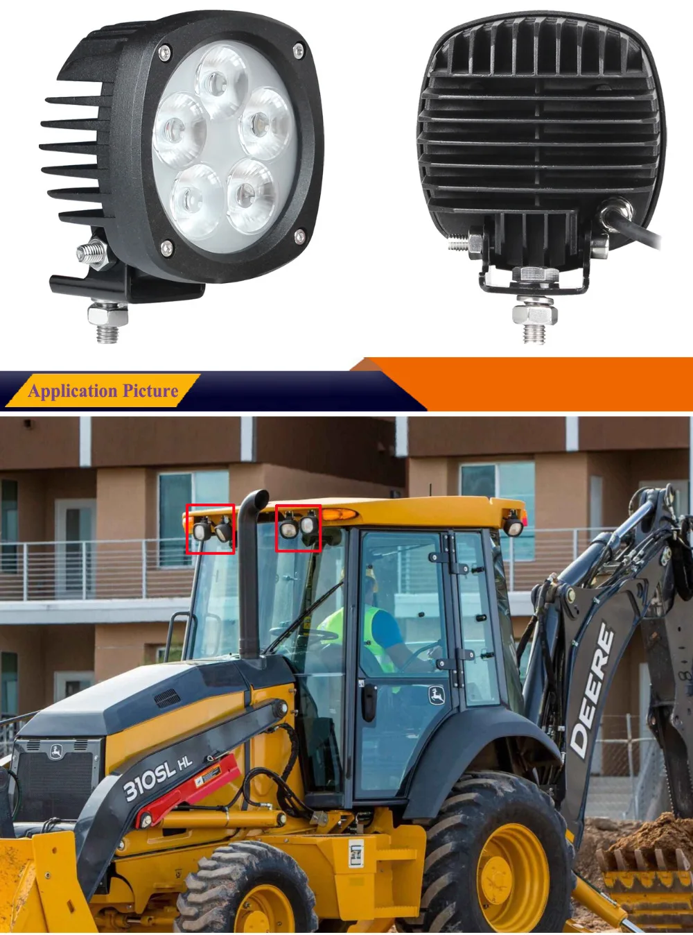 50 Вт компактный светодиодный прожектор поколения 2 TL500F для John Deere AT305931, AT443224, AT443223, AT135486, AT135485 6900 люмен x1pc