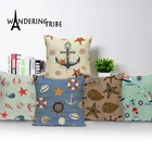 Наволочки для подушек в скандинавском стиле, украшение для дома, морской якорь, льняная Подушка, 45 х45