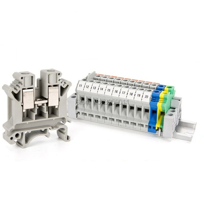 1 шт. сквозной клеммный блок комбинированный тип 20 6 AWG 57 A 800 V UK 10N серый провод