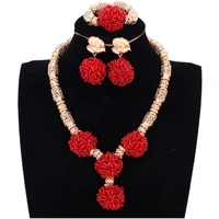 african women necklace beads big balls red gold african jewelry sets braid wedding jewellery set bridal jewelry nigerian beads