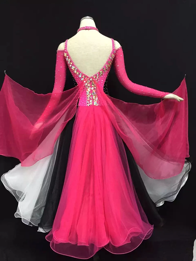 Стандартное платье для бальной комнаты женское Красочное с длинным рукавом юбка