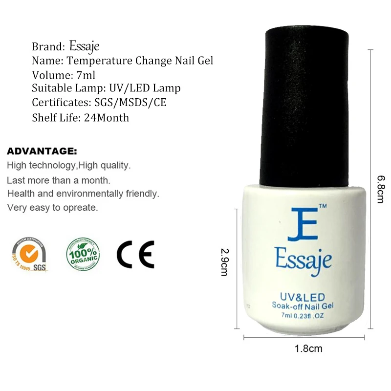 Essaje 7 МЛ Алмазный Блеск Лак Для Ногтей Гелем Гель UV LED Soak Off Платины клей|gel nail
