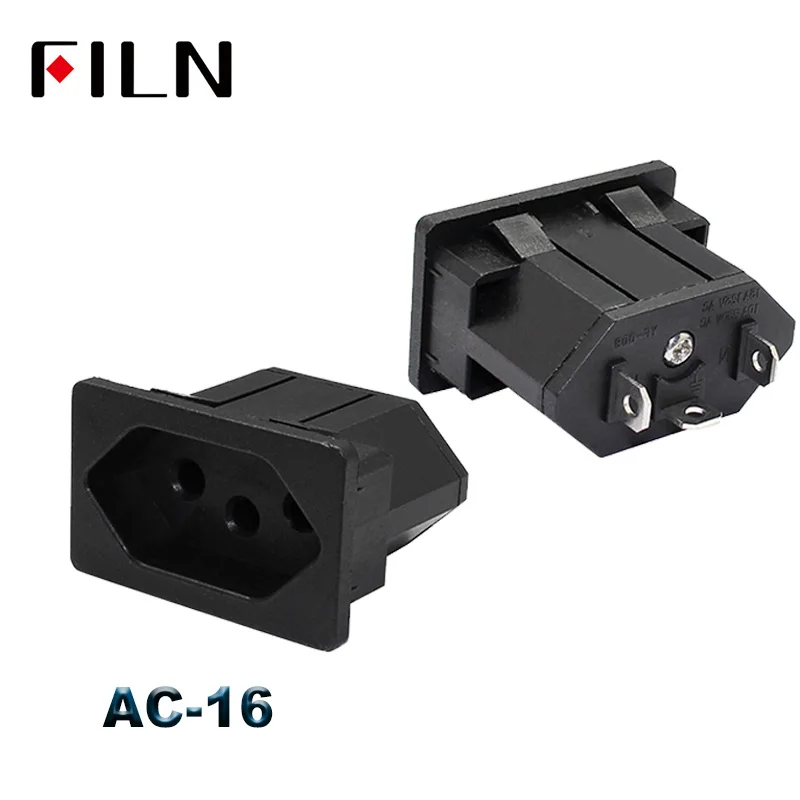 AC-16 IEC320 C14 электрическое гнездо переменного тока 3 pin Красный светодиодный 250V кулисный переключатель 10A предохранитель женский мужской гнездо входа разъем 2-контактный разъем крепление - Цвет: AC-16