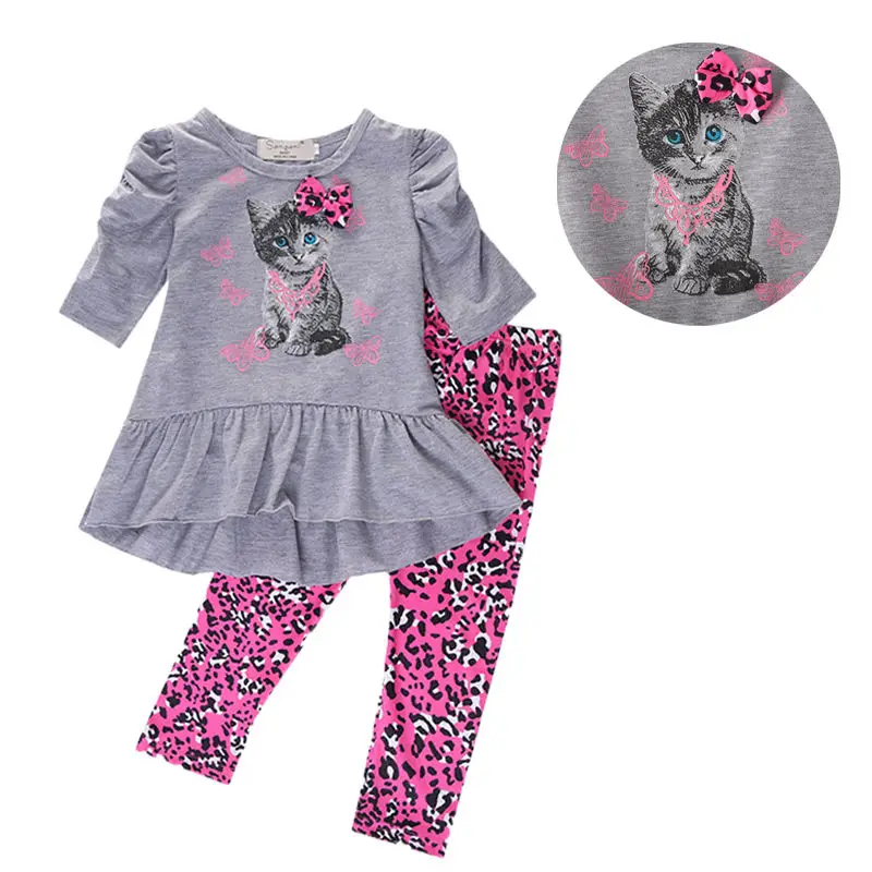 2 шт. Детская футболка с бантом и котом рукавом 3/4|shirt pants|t shirt pantspants |