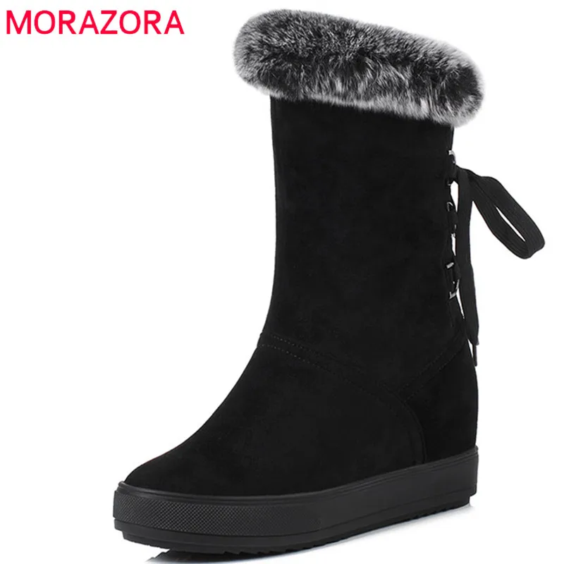 MORAZORA 2019 г. горячая Распродажа ботильоны для женщин зимние сапоги с круглым носком