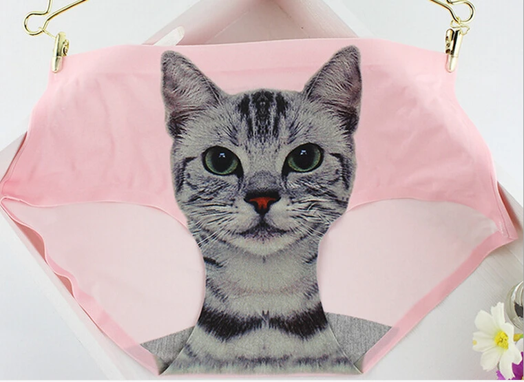 Женское Бесшовное нижнее белье Meow розовые трусы с 3D принтом в виде кошек R3