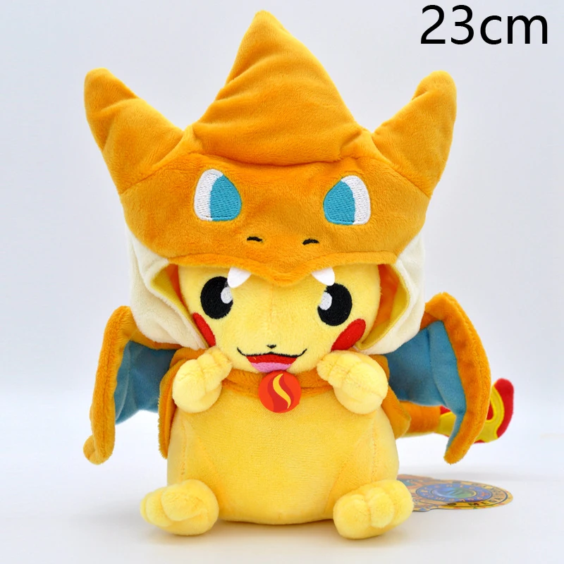Такара Tomy Покемон 23 см мультфильм плюшевая игрушка Пикачу Косплей Мега Чаризард хлопок мягкие животные куклы игрушки для детей - Цвет: huangmaokaikou