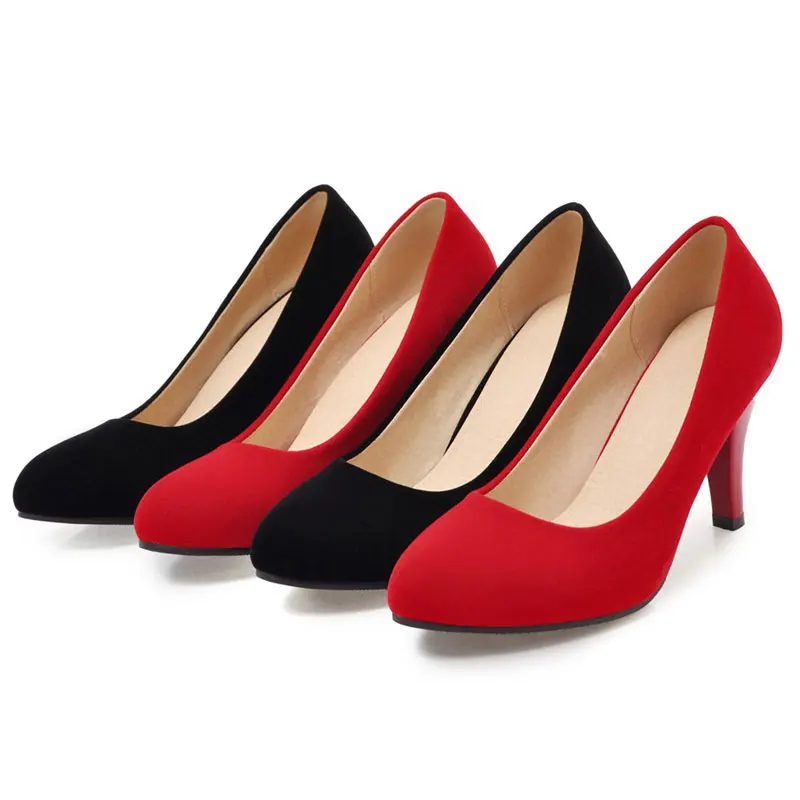 

Fanyuan New Women's Optional heel shoes Sexy Pointed Toe Slip-on Mature women Heels Office Ladies Party Solid Soft Pumps