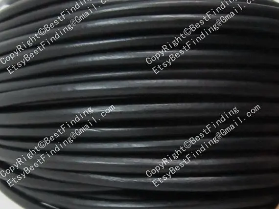 Черный круглый шнур из гладкой натуральной коровьей кожи 2 мм | Украшения и